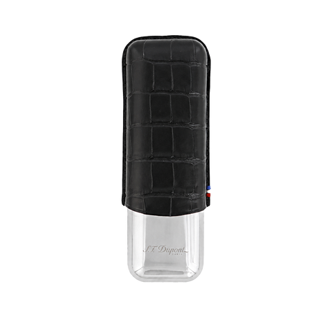 Étui 2 cigares S.T. Dupont en Cuir Croco Dandy Noir