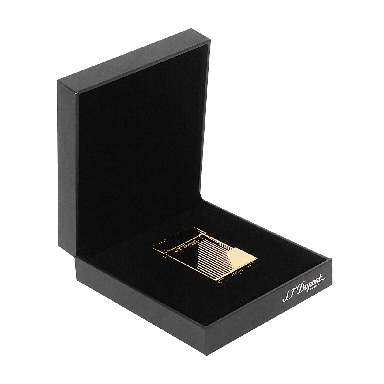 Briquet S.T. Dupont Ligne 2 lignes verticales finition or jaune