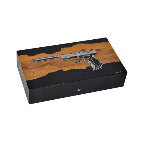 Humidor Elie Bleu Gun Thriller – Redgum Jaune – 110 cigares