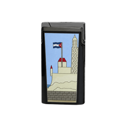 Briquet Elie Bleu J15 Casa Cubana Laque Noire Gun metal