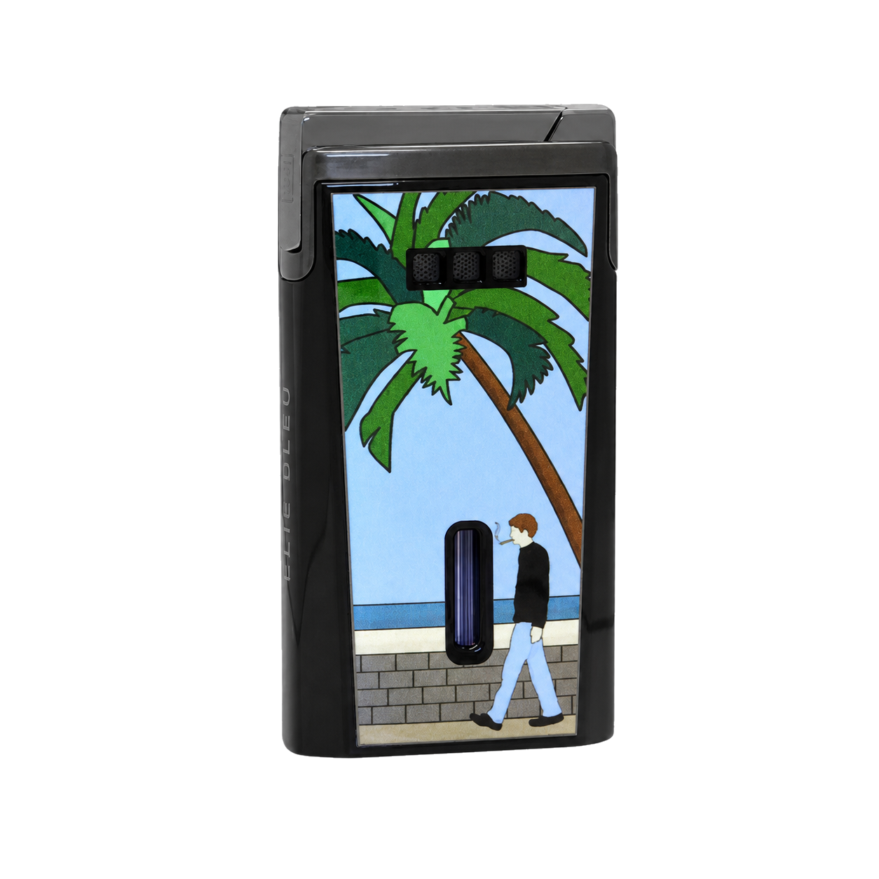 Briquet Elie Bleu J15 Casa Cubana Laque Noire Gun metal
