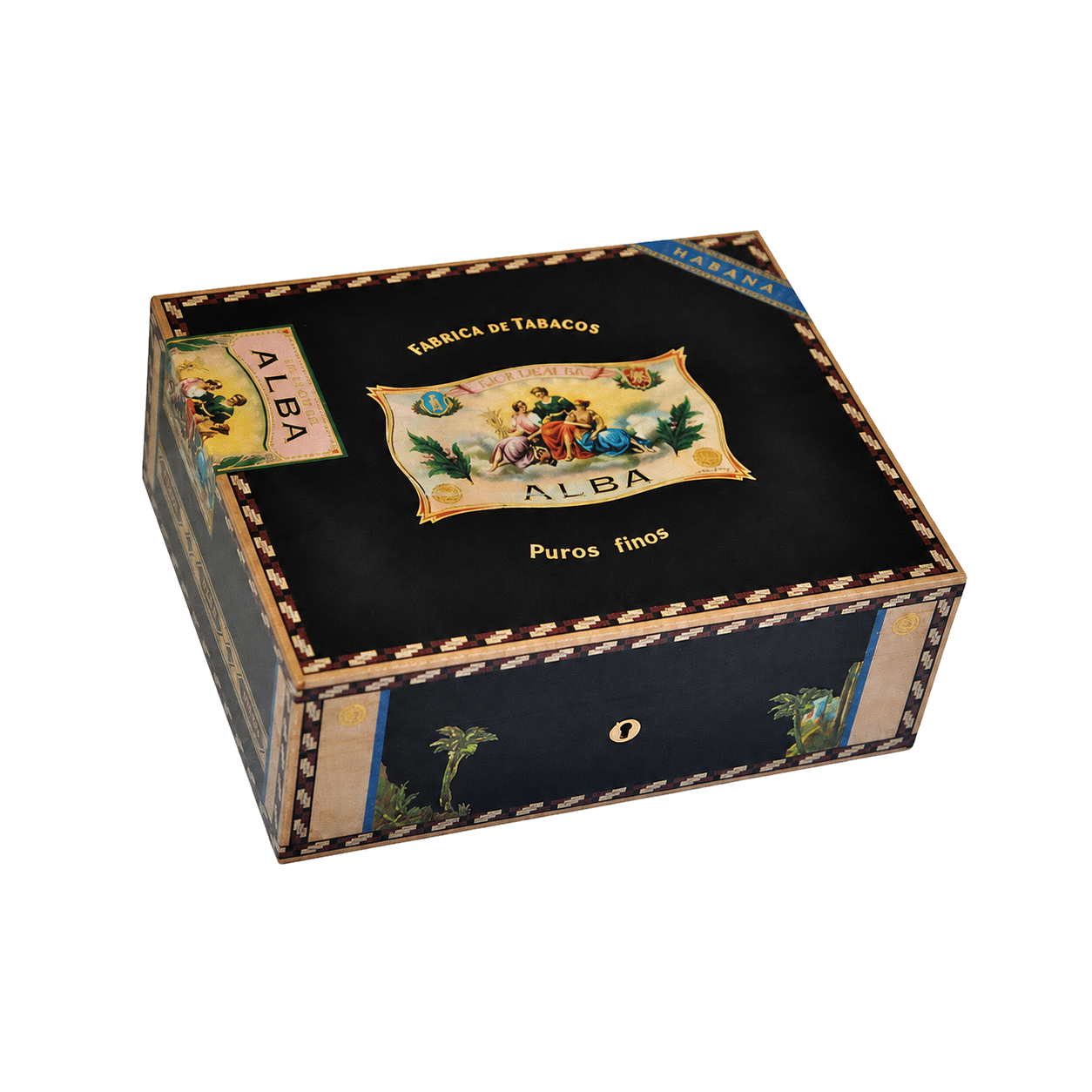 Humidor Elie Bleu Flor de Alba – Sycomore Noir – 75 cigares