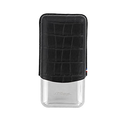 Étui 3 cigares S.T. Dupont en Cuir Croco Dandy Noir